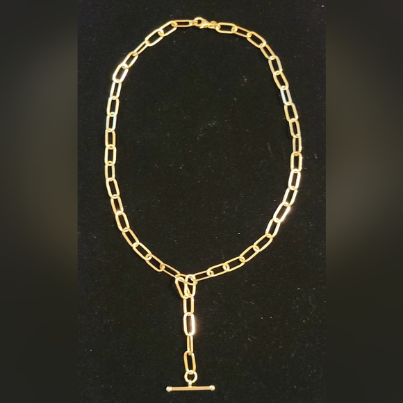 PRE-LOVED 14KT YELLOW GOLD ITALY PAPERCLIP LARIAT DESIGN NECKLACE - Picture 9 of 10